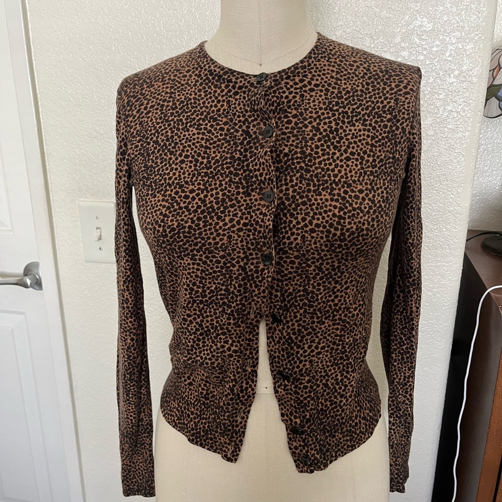 Ann Taylor Brown Animal Print Cardigan